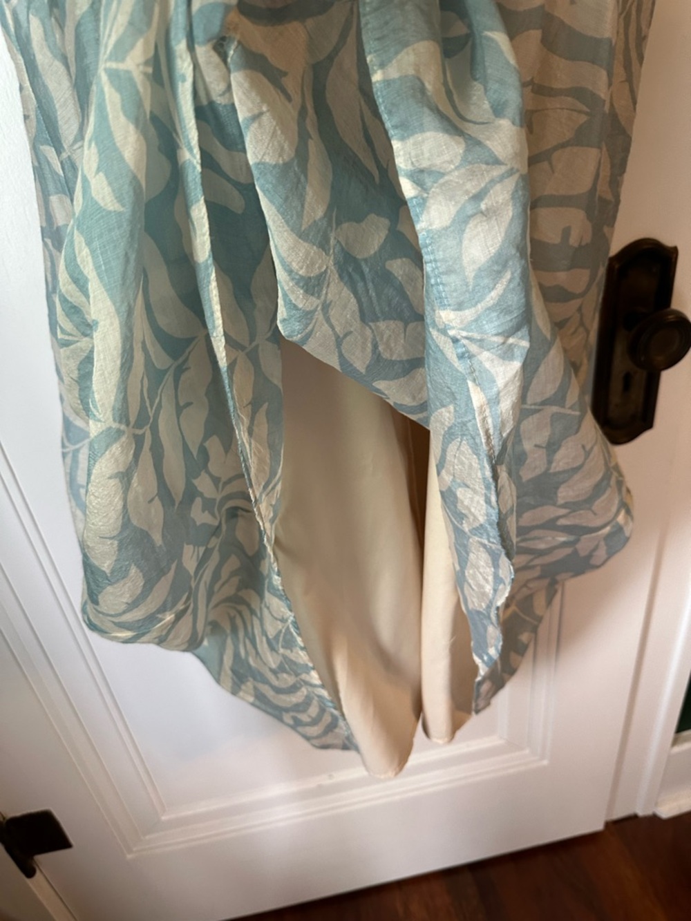 Halogen Light Blue and Cream Leaf-Print Maxi Dress - Picture 6 of 9